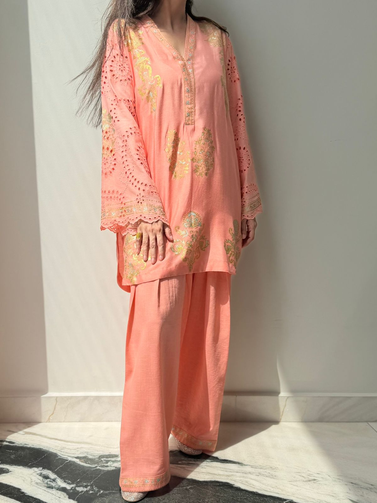 Peach Zari